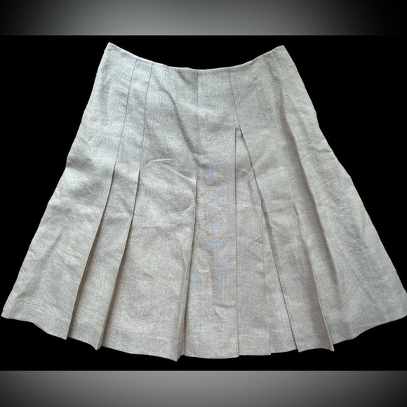 Metallic linen blend party pleated skirt. Size 40 Medium Anthropologie - Picture 1 of 2